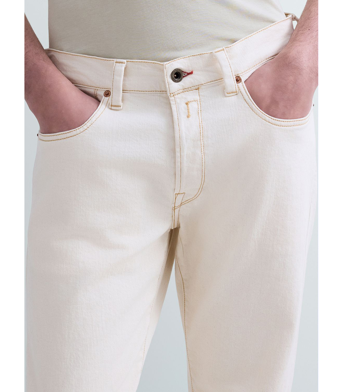 ストレートフィットDERYCK オーセンティックブルデニム 詳細画像 アイボリー 5